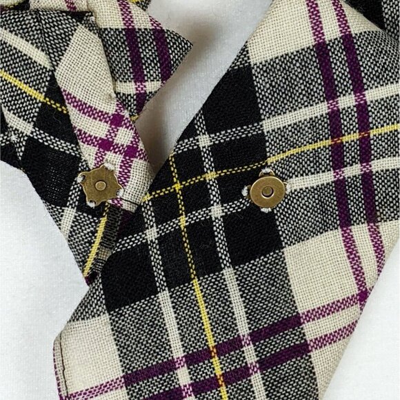 Cream Tartan Ascot for Women - Casual Women's Tie - Unique Scarf - Picture 2 of 8